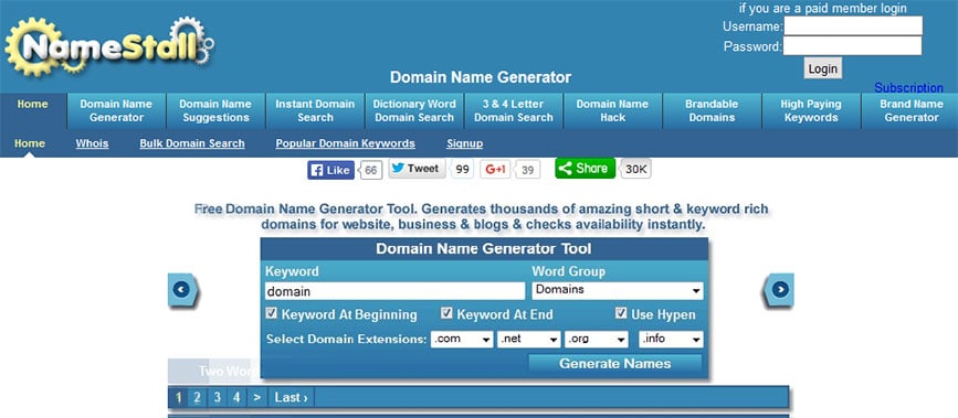 NameStall Business Name Generator