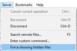 Show hidden files in FileZilla